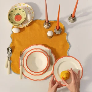 3 Тарілка Dinner Plate Orange Rust Rim Petalo. BAVA0501